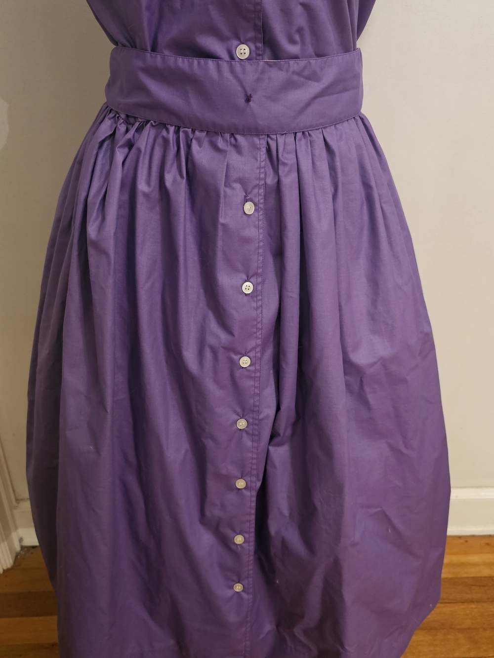 Vintage Button-Front Fit & Flare Day Dress - Purple - Picture 3 of 10
